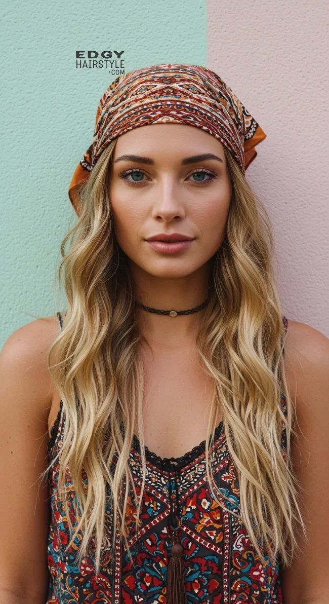 3. Bandana Headband with Loose Waves | Top 8 Fab Bandana Hairstyles To Elevate Your Look
