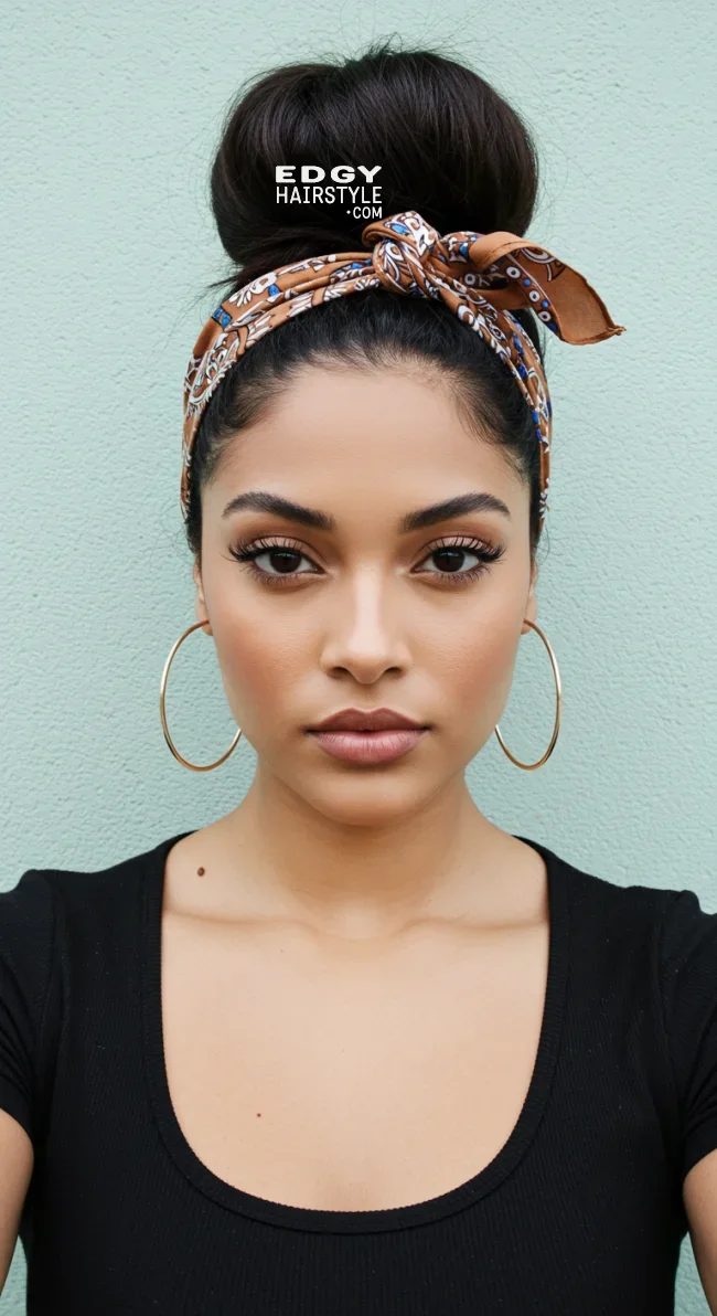 2. Bandana Bun | Top 8 Fab Bandana Hairstyles To Elevate Your Look