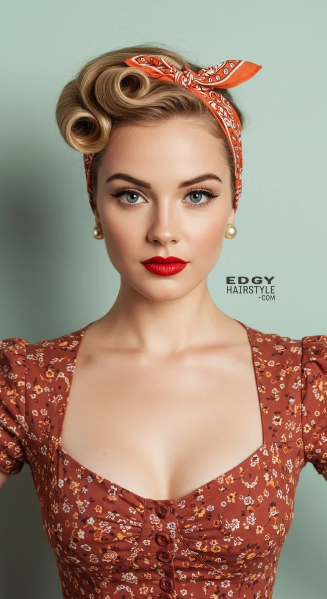 8. Vintage Bandana Updo | Top 8 Fab Bandana Hairstyles To Elevate Your Look