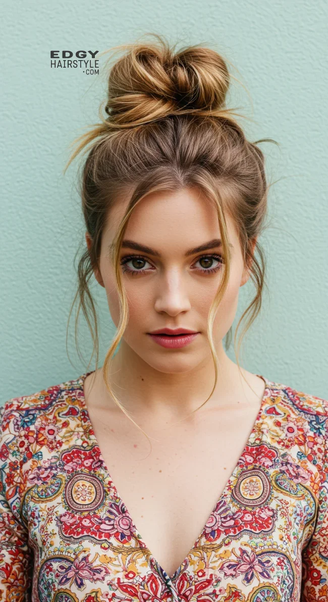 5. Messy Bun with Face-Framing Strands | Spring Hairstyles For Long Hair: Fresh Looks