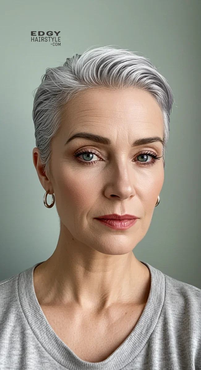 15. Slicked-Back Short Hair | 15 Trendy Hairstyles For Older Women To Spice Up Their Look