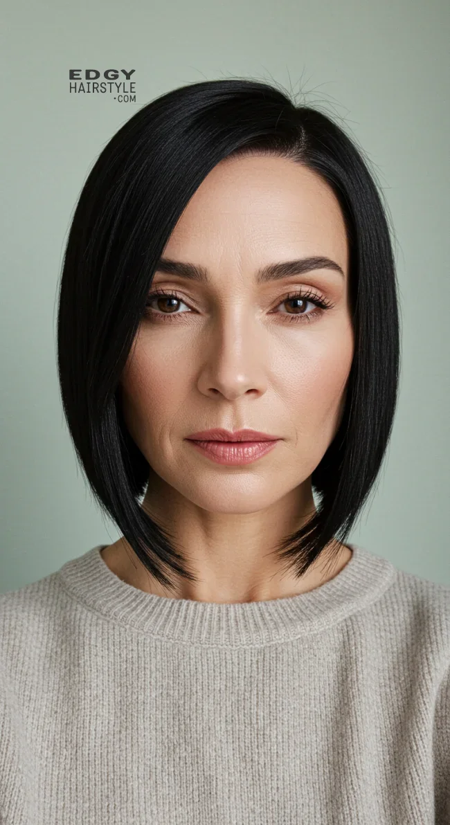 7. Sleek Shoulder-Length Cut with Side Part | 15 Trendy Hairstyles For Older Women To Spice Up Their Look