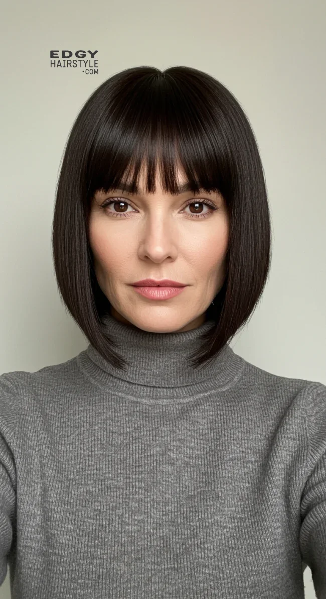 12. Blunt Cut with Bangs | 15 Trendy Hairstyles For Older Women To Spice Up Their Look