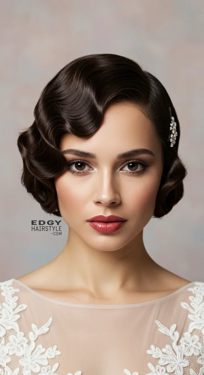12. Side-Parted Waves with Barrettes | Bridal Hairstyle For Short Hair: Top 15 Picks For Your Big Day!