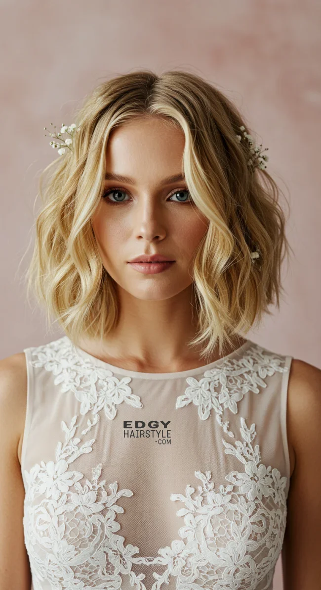 14. Floral-Embellished Bob | Bridal Hairstyle For Short Hair: Top 15 Picks For Your Big Day!