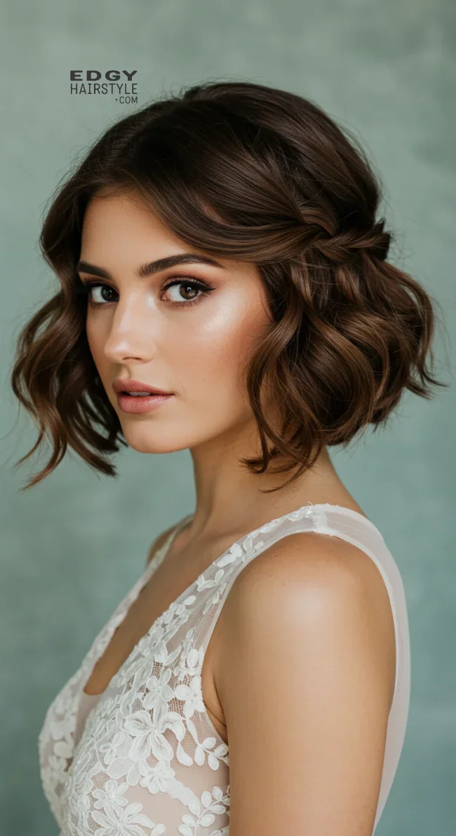 8. Twisted Half-Updo | Bridal Hairstyle For Short Hair: Top 15 Picks For Your Big Day!