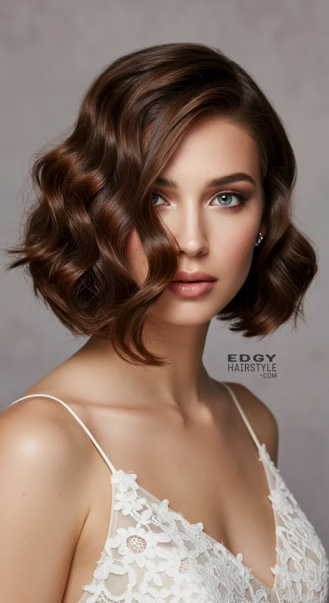 3. Chic Side-Swept Curls | Bridal Hairstyle For Short Hair: Top 15 Picks For Your Big Day!