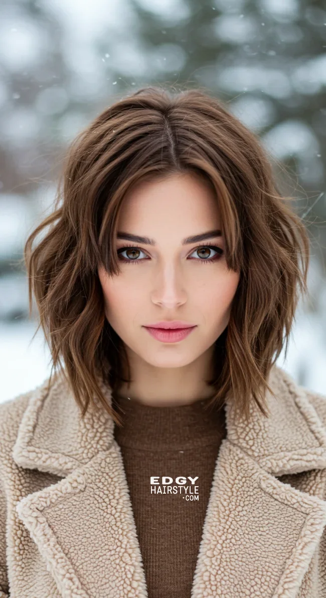 13. Messy Shoulder-Length Cut with Waves | 15 Winter Haircut Trends To Jump On Right Now