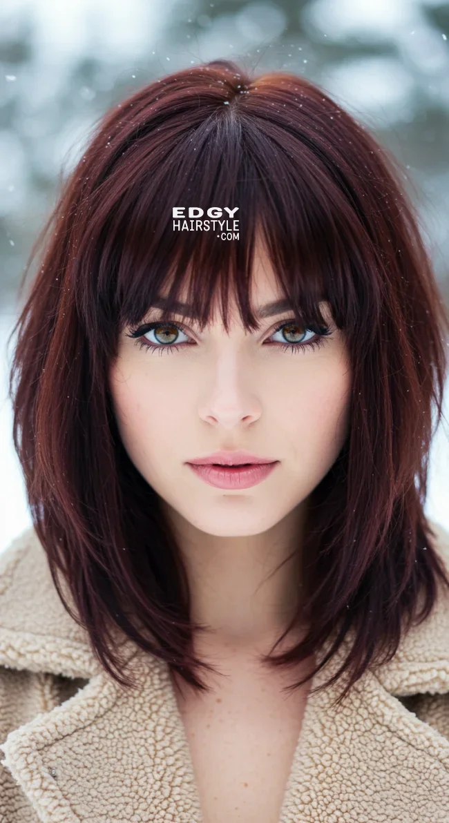 4. Curtain Bangs with Shoulder-Length Cut | 15 Winter Haircut Trends To Jump On Right Now