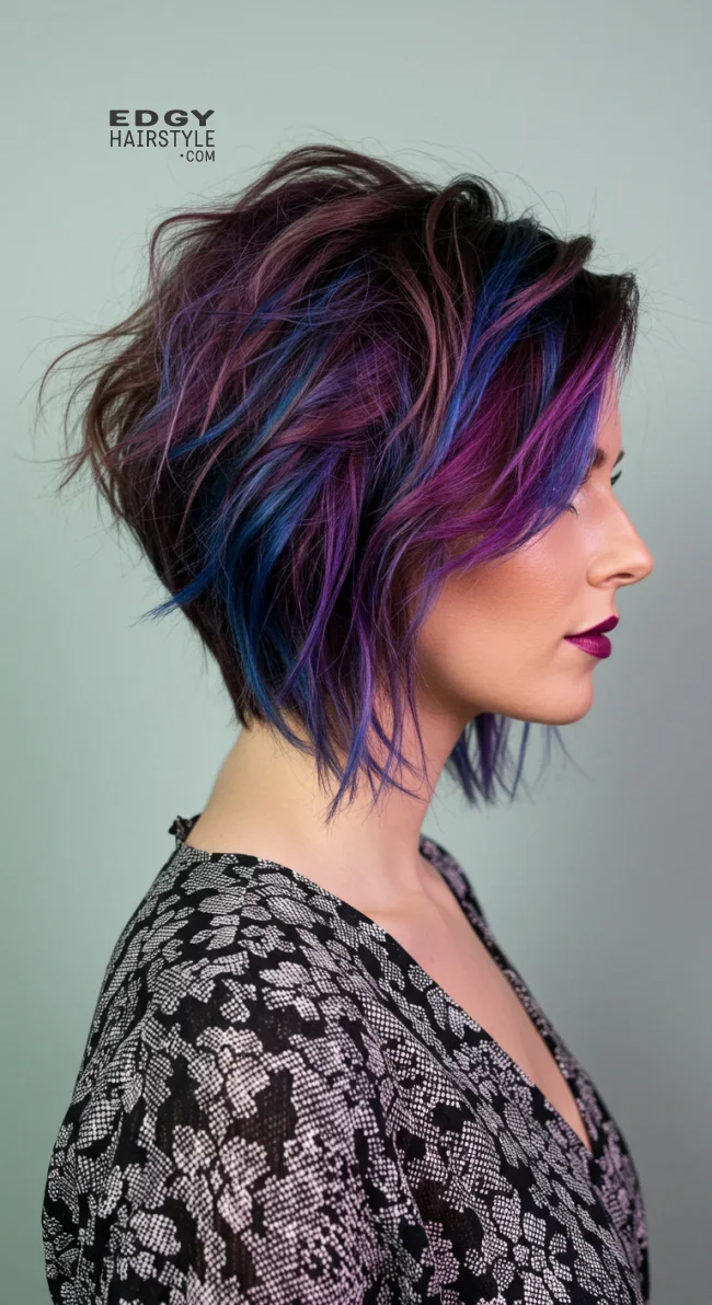 5. Messy Inverted Bob with Peekaboo Highlights | Messy Inverted Bob Ideas That Ooze Tremendous Rizz