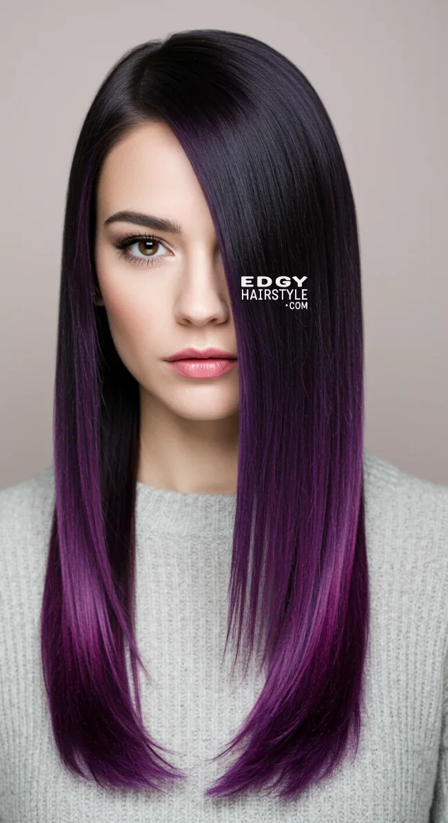 13. Cool Black to Purple Amethyst Ombre | 15 Majestic Ombre Winter Hair Colors Not To Miss