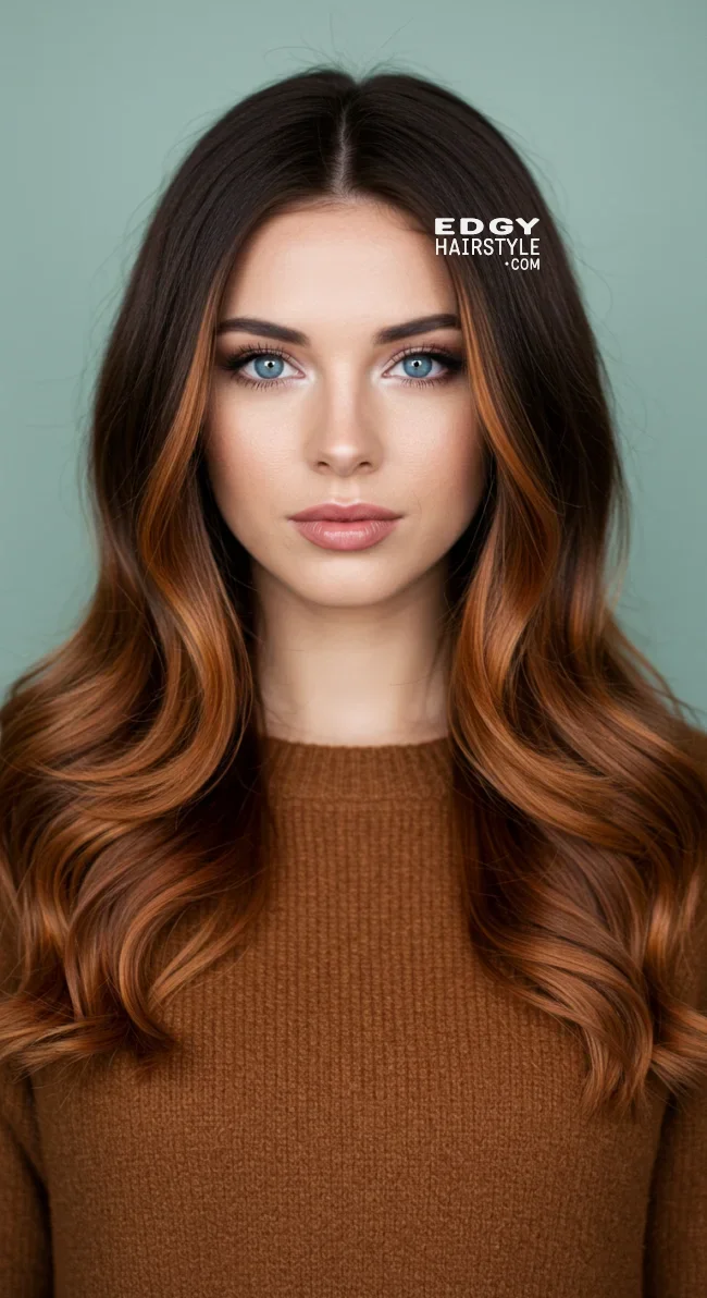 6. Espresso Brown to Cinnamon Copper Ombre | 15 Majestic Ombre Winter Hair Colors Not To Miss