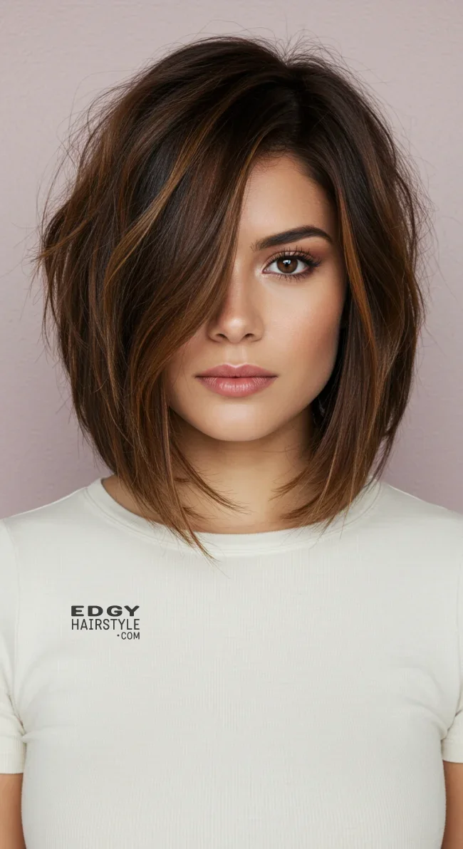 6. Deep Caramel Brown Lob | Unveiling The Allure Of Caramel Hairstyles - Sweeter Than Ever