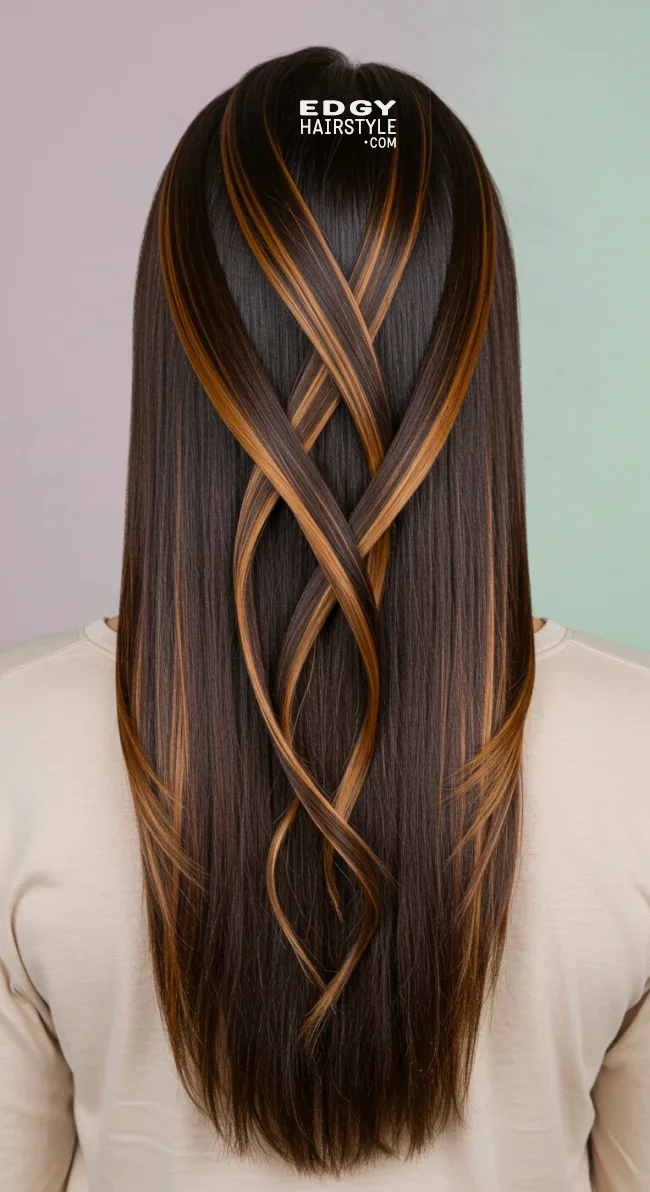 13. Dark Chocolate and Caramel Swirl | Unveiling The Allure Of Caramel Hairstyles - Sweeter Than Ever