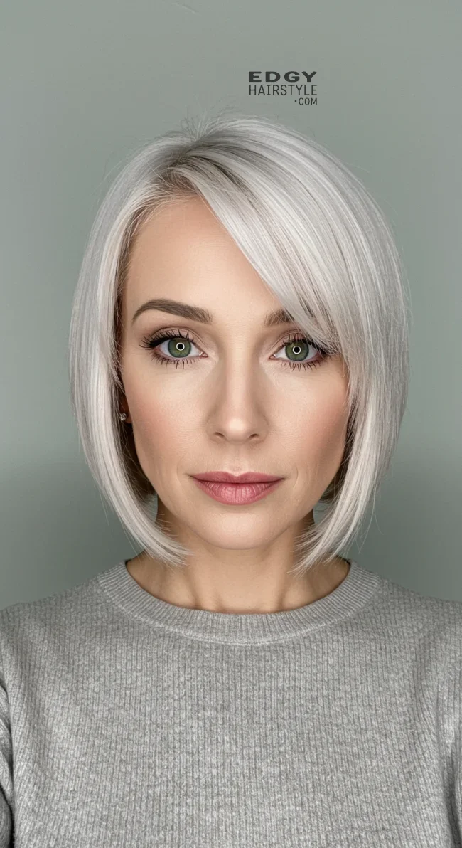 9. Chin-Length Bob with Side Bangs | 10 Stylish Hairstyles For Women Over 50 With Bangs