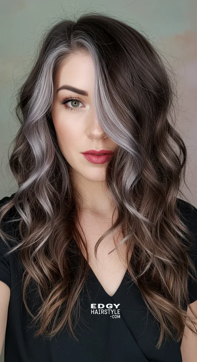 5. Silver and Espresso Reverse Balayage | Reverse Balayage On Grey Hair: Everything You Need To Know