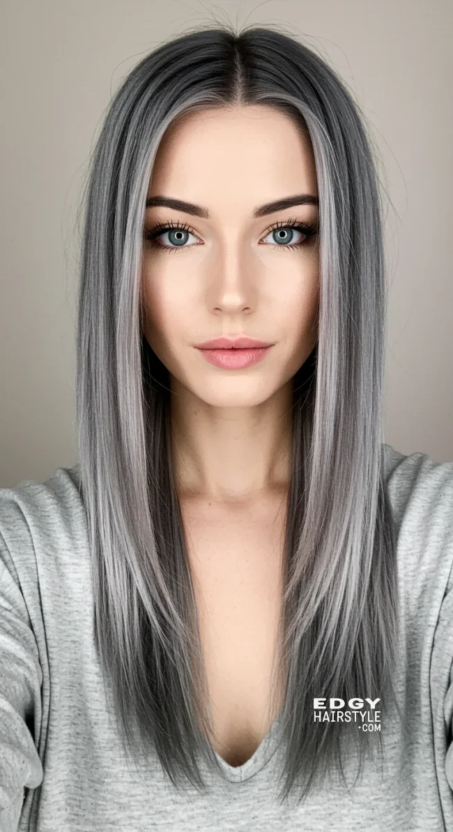 2. Smokey Silver and Charcoal Balayage | Reverse Balayage On Grey Hair: Everything You Need To Know