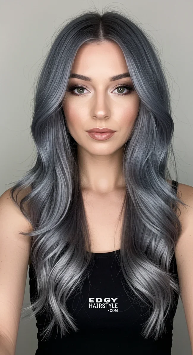15. Gunmetal Grey Balayage | Reverse Balayage On Grey Hair: Everything You Need To Know