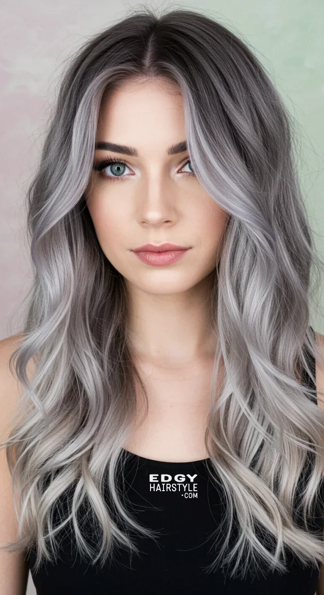 7. Platinum and Shadowed Ash Brown Balayage | Reverse Balayage On Grey Hair: Everything You Need To Know