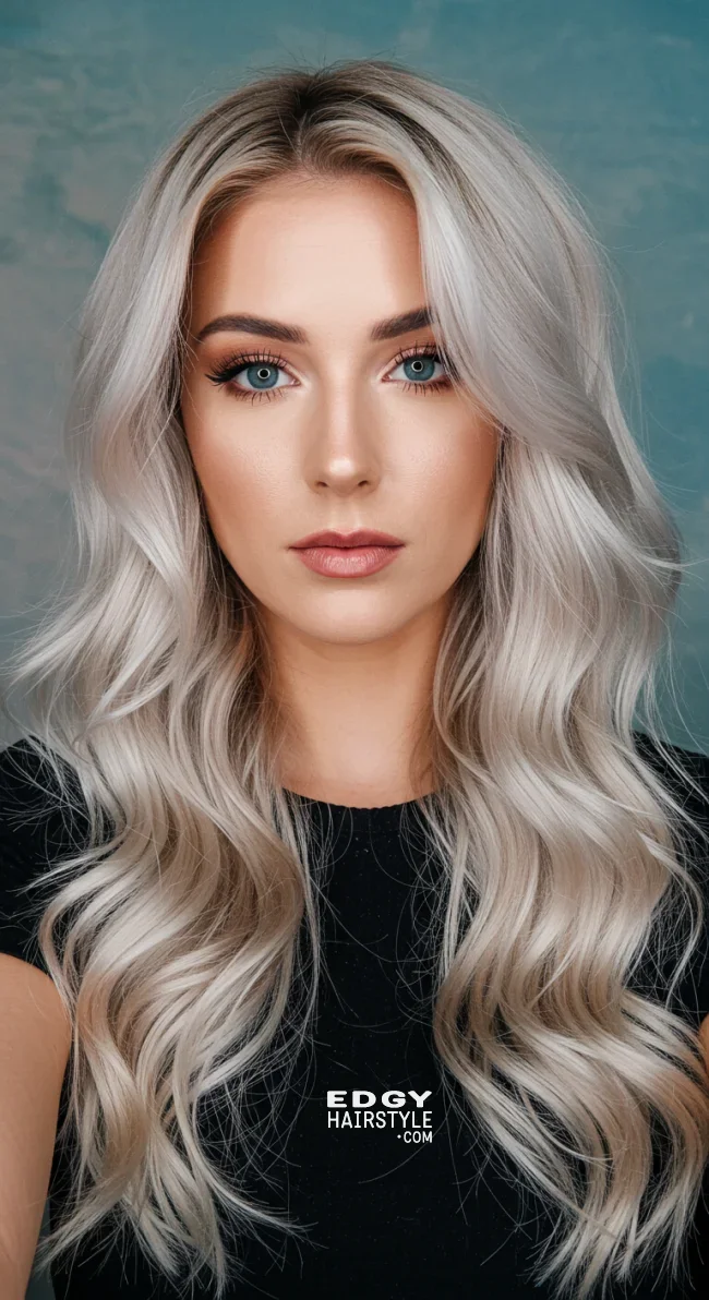 3. Icy Blonde and Dark Rooted Reverse Balayage | Reverse Balayage On Grey Hair: Everything You Need To Know