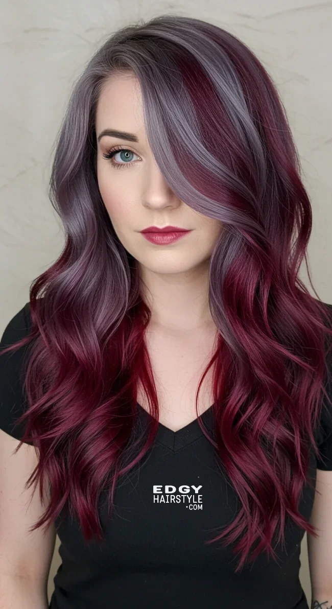 10. Deep Burgundy Reverse Balayage on Grey Hair | Reverse Balayage On Grey Hair: Everything You Need To Know