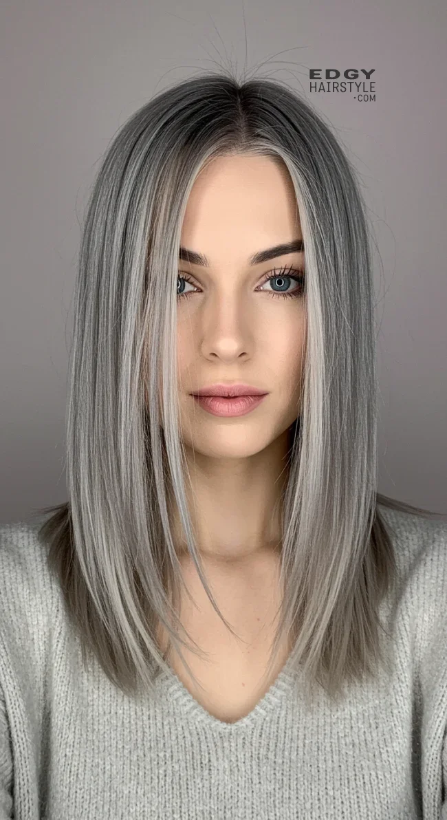 6. Steel Grey with Subtle Beige Lowlights | Reverse Balayage On Grey Hair: Everything You Need To Know