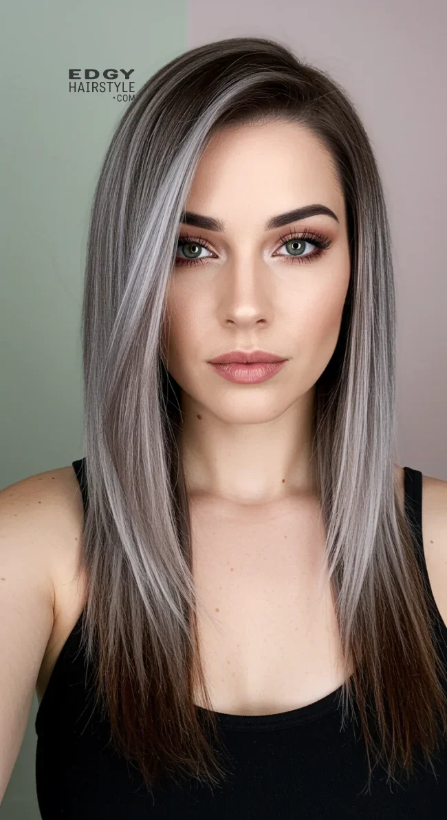 13. Dark Chocolate and Silver Blend | Reverse Balayage On Grey Hair: Everything You Need To Know