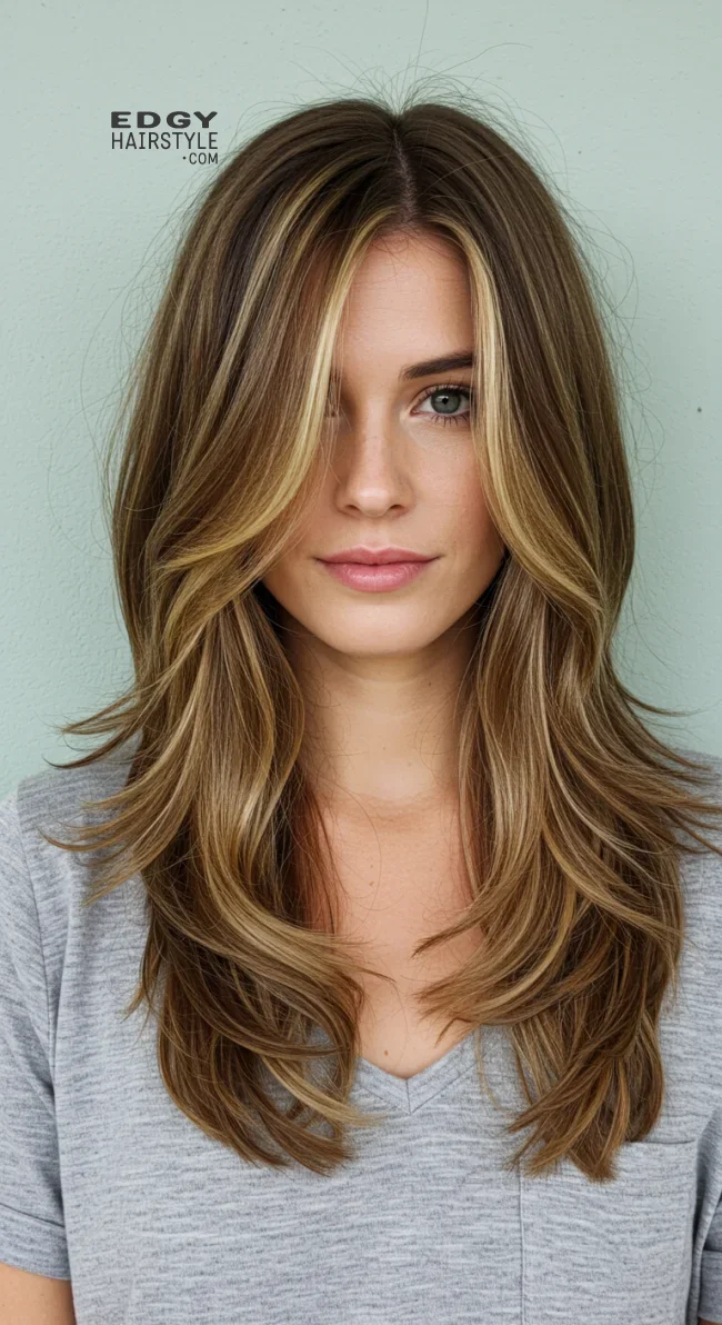 13. Layered Step Cut with Subtle Highlights | Step Cutting Hairstyles For Long Hair: Stylish Trends