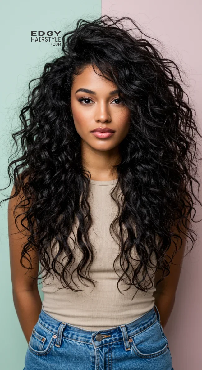 6. Curly Step Cut for Volume | Step Cutting Hairstyles For Long Hair: Stylish Trends