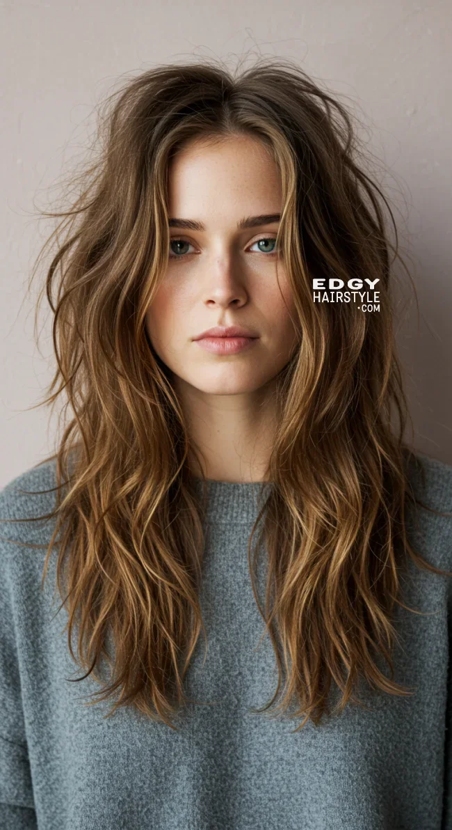 5. Messy Step Cut with Textured Ends | Step Cutting Hairstyles For Long Hair: Stylish Trends