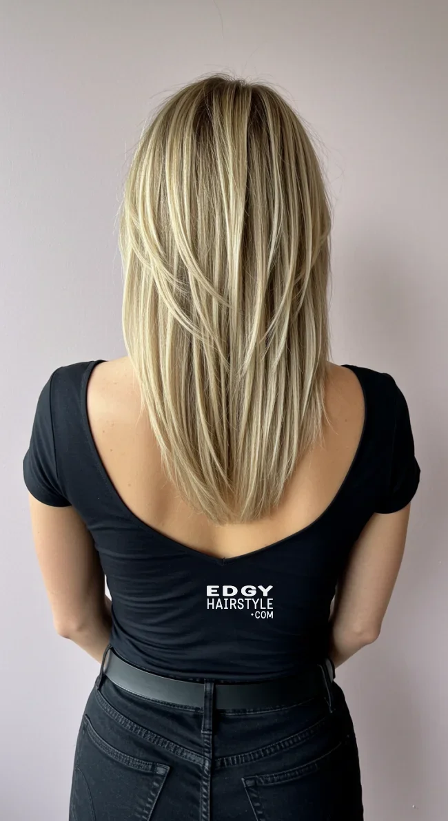 10. Step Cut with V-Shaped Layers | Step Cutting Hairstyles For Long Hair: Stylish Trends