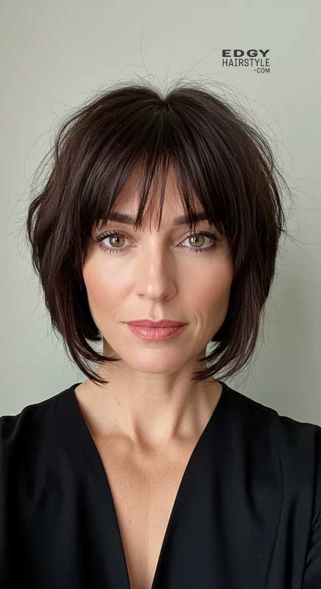 6. Chin-Length Bob with Wispy Bangs | 10 Chic Hairstyles With Bangs For Women Over 50