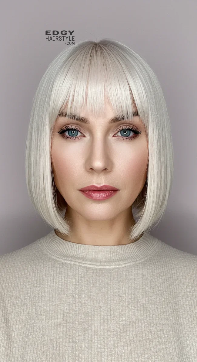 2. Classic Bob with Blunt Bangs | 10 Chic Hairstyles With Bangs For Women Over 50