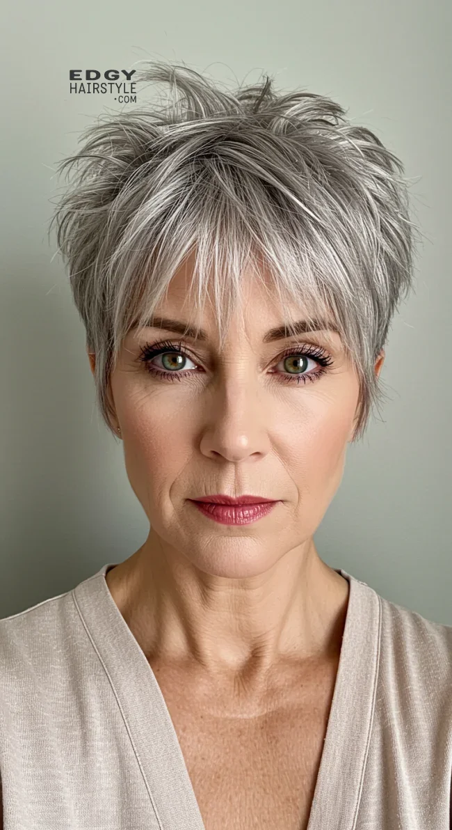 9. Short Layered Cut with Choppy Bangs | 10 Chic Hairstyles With Bangs For Women Over 50