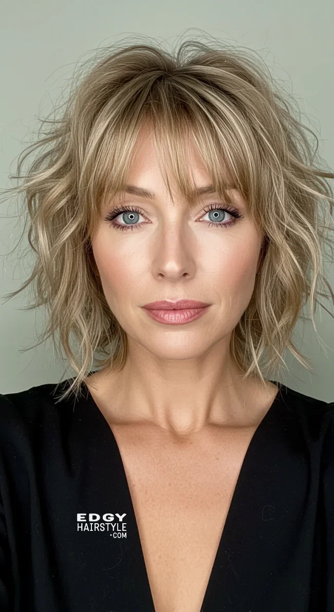 3. Shaggy Bob with Curtain Bangs | 10 Chic Hairstyles With Bangs For Women Over 50