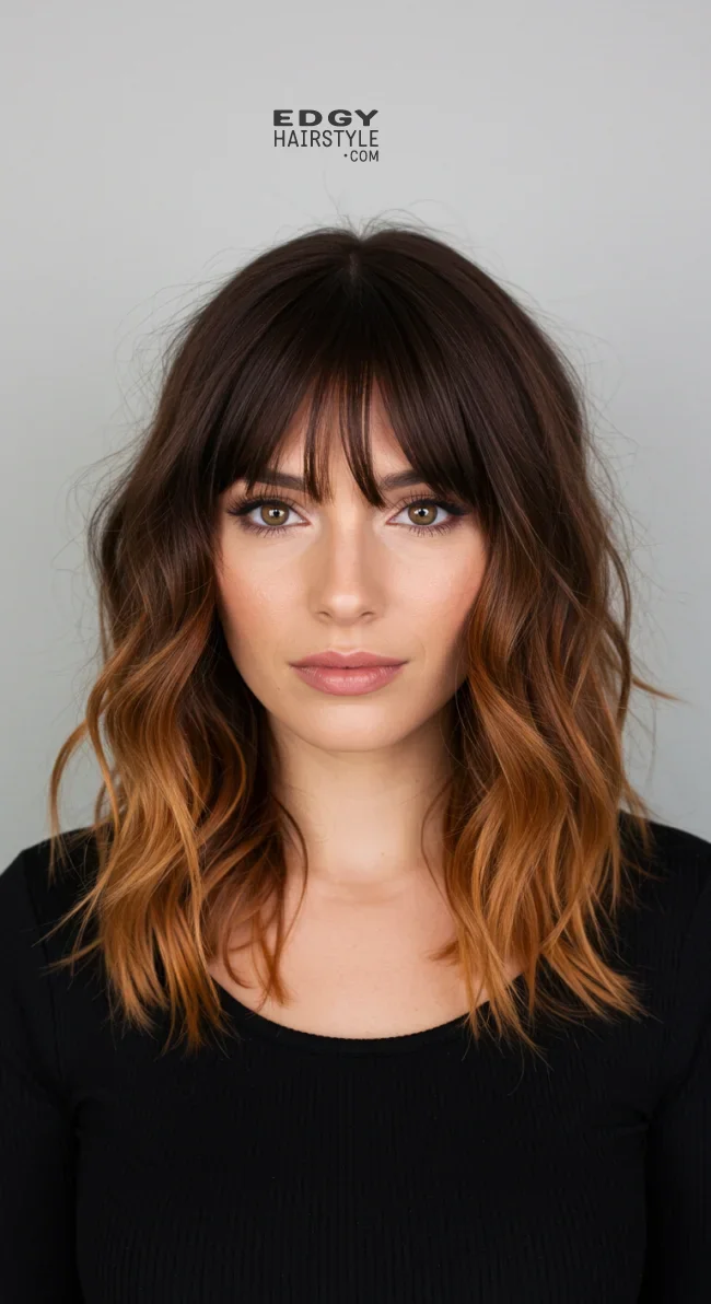 4. Wavy Ombre with Bangs | Transform Your Look With Stunning Ombre Hairstyles
