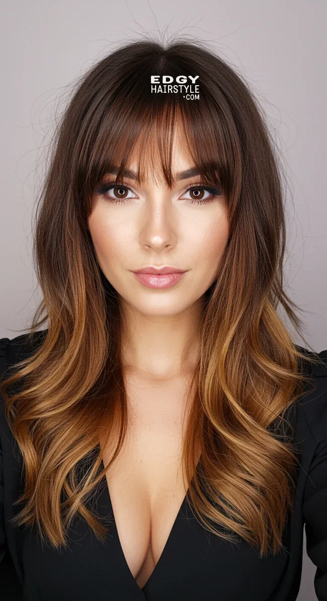 12. Chestnut Ombre with Wispy Bangs | Hair Color Trends Of 2025: A Comprehensive Guide To On-Trend Shades And Styles