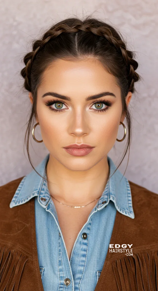 1. Western Braided Crown | 8 Best Cowgirl Hairstyles: Top Western-Inspired Looks To Try