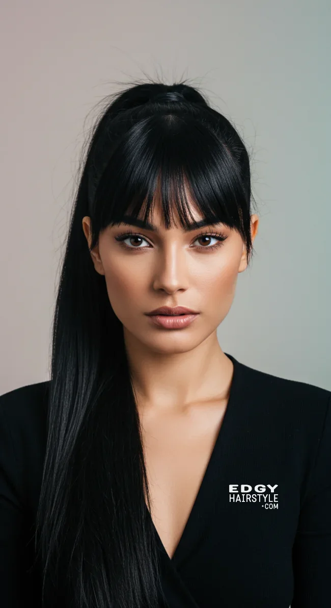 4. Sleek Ponytail with Birkin Bangs | Birkin Bangs: Retro Chic Revival Takes The Hair Scene By Storm