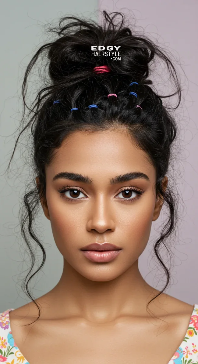 4. Messy Bun with Rubber Bands | 10 Quick And Cute Rubber Band Hairstyles For Every Occasion
