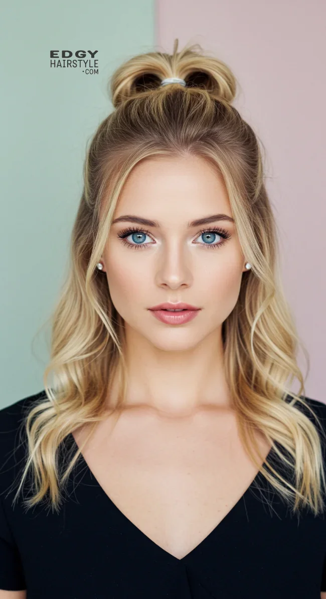 10. Half-Up Twisted Bun | 10 Quick And Cute Rubber Band Hairstyles For Every Occasion