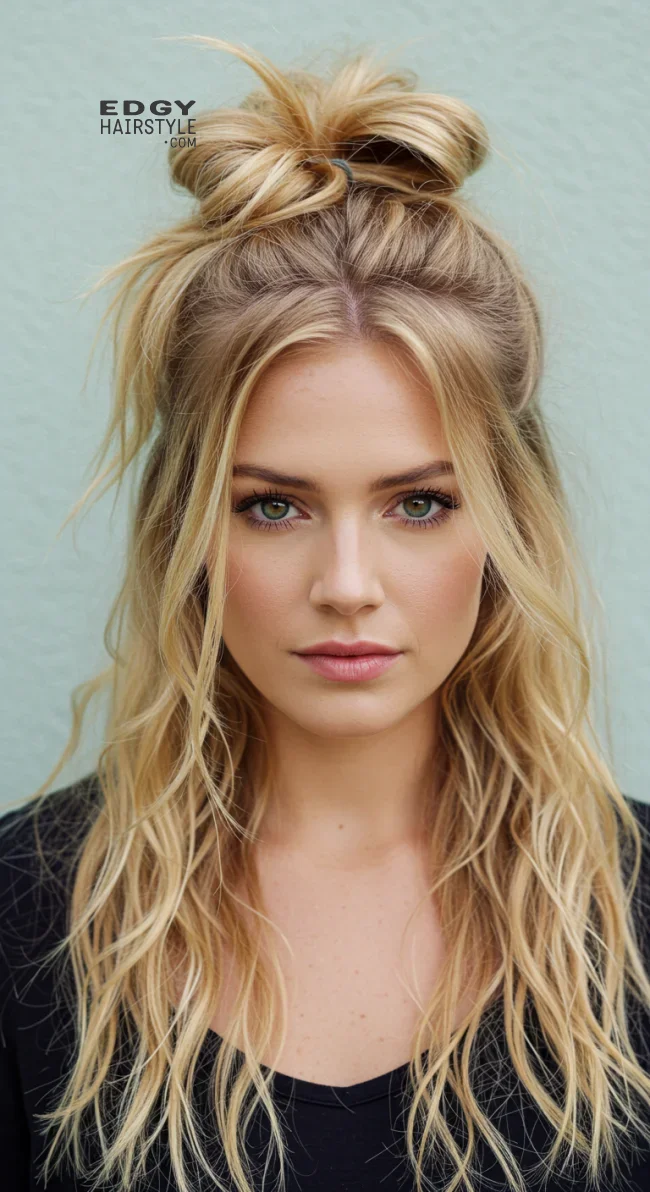2. Messy Half Bun | Half Bun: Universally Loved As A Style Craze