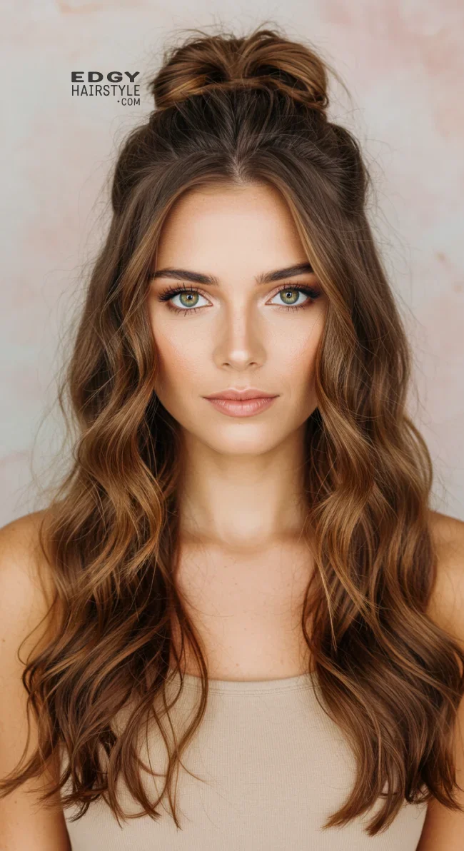 5. Wavy Half Bun | Half Bun: Universally Loved As A Style Craze