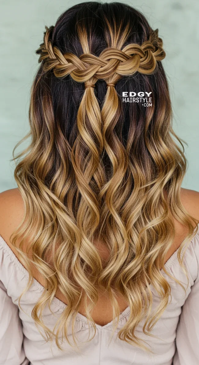 4. Halo Braid with Loose Curls | Halo Braid Ideas For An Ethereal Protective Hairstyle