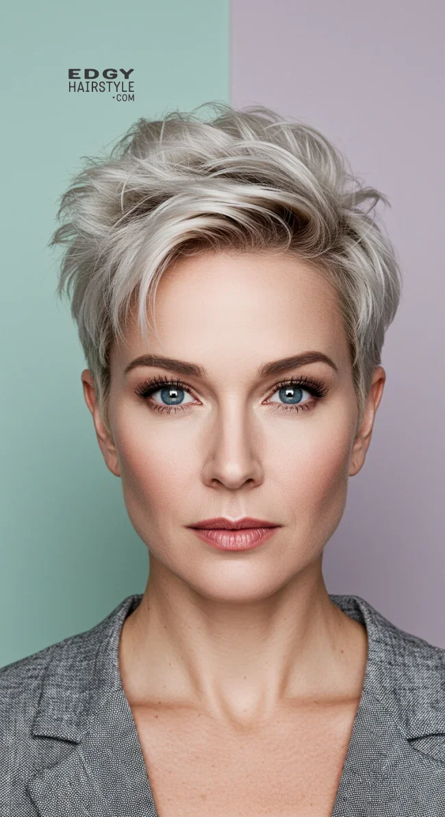 6. Pixie Cut with Textured Layers | 10 Bold Hairstyles For Women Over 50 With Square Faces
