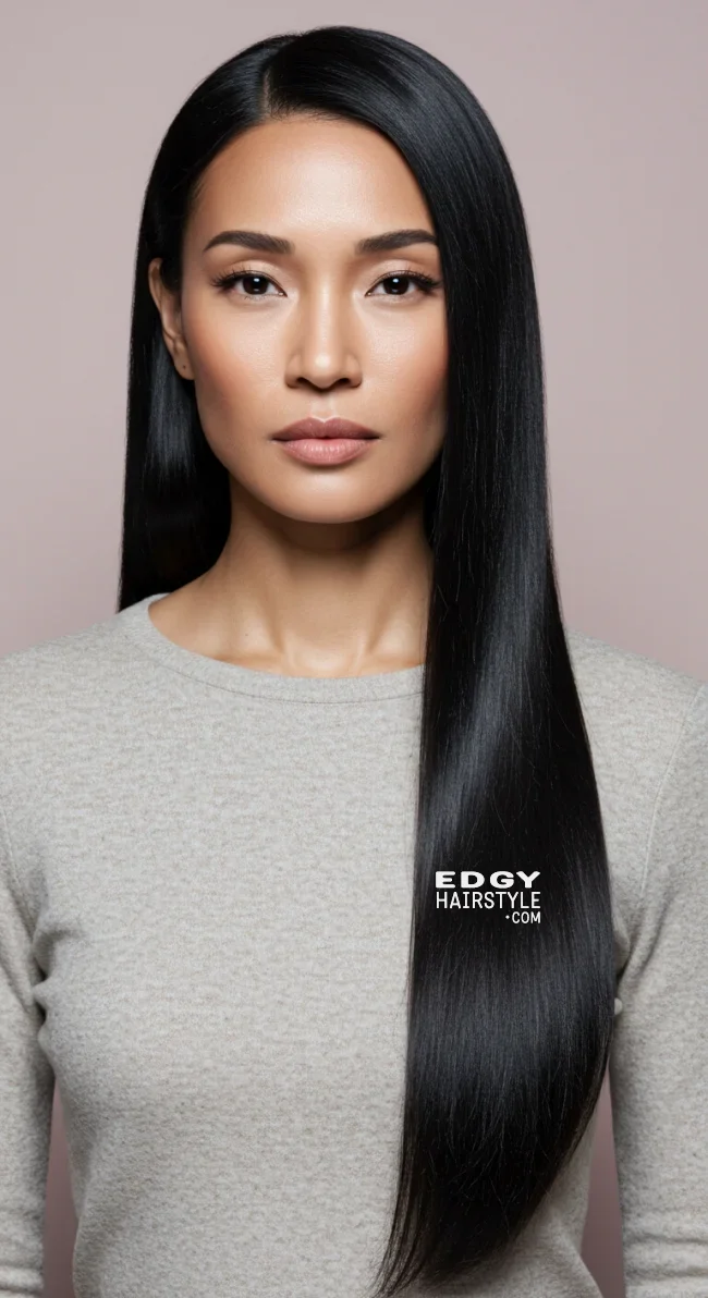 5. Long, Sleek Straight Hair | 10 Bold Hairstyles For Women Over 50 With Square Faces