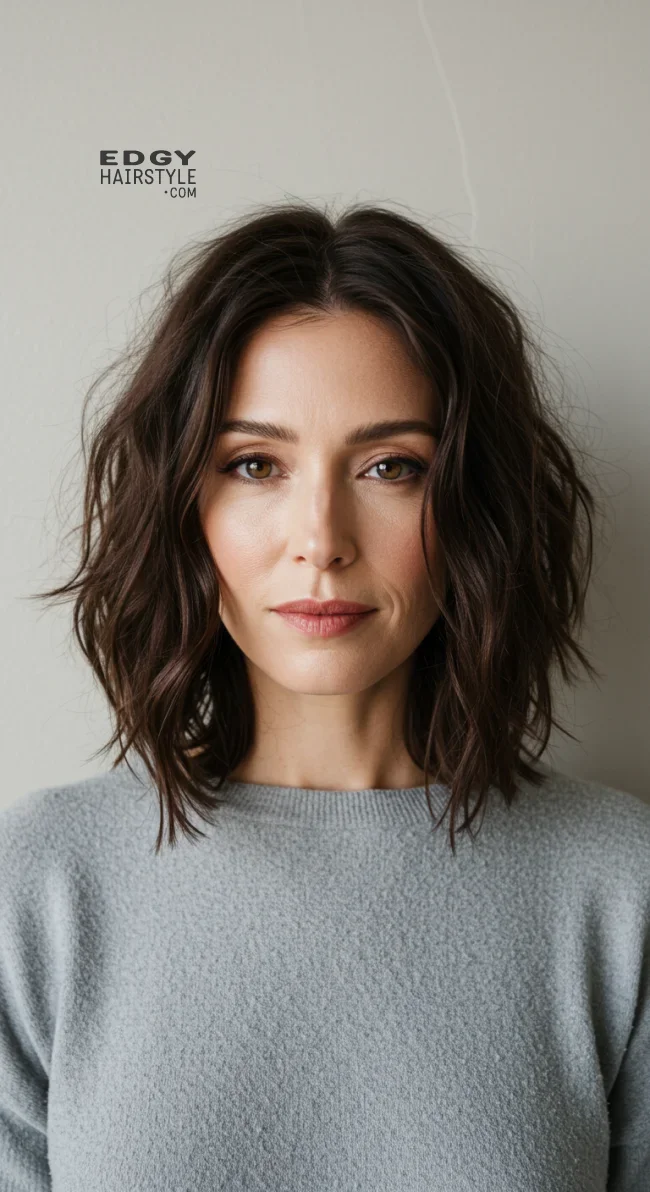 3. Textured Lob (Long Bob) | 10 Bold Hairstyles For Women Over 50 With Square Faces