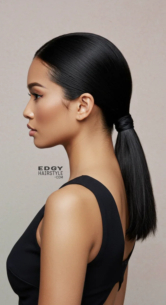 1. Sleek Low Ponytail | 10 Chic Short Hair Ponytail Ideas
