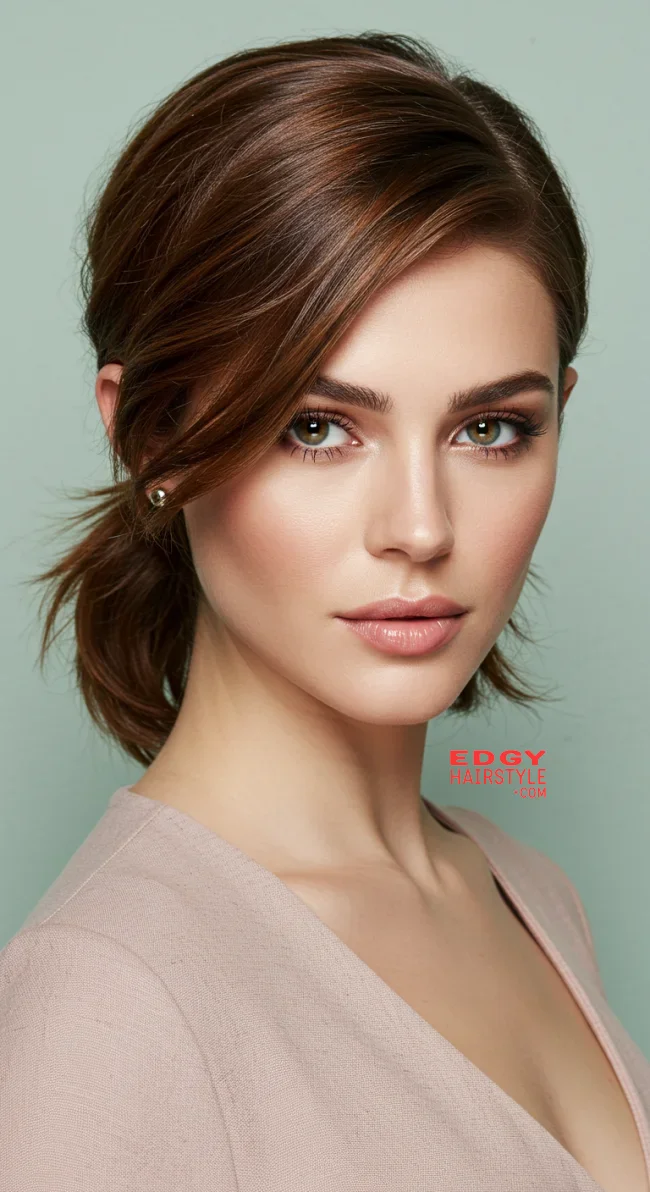 5. Side-Swept Ponytail | 10 Chic Short Hair Ponytail Ideas