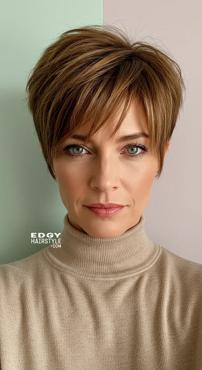 6. Tapered Cut with Side-Swept Bangs | Trending Short Hairstyles For Women Over 50 (2025)